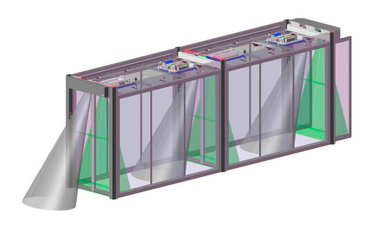 record FlipFlow TRIPLE – Glass tunnel with 3 pairs of automatic doors and intelligent sensors